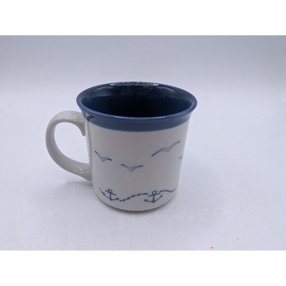 Vintage OTAGIRI Sailboat Schooner Seagulls Nautical Coffee Mug Blue White - Picture 8 of 8